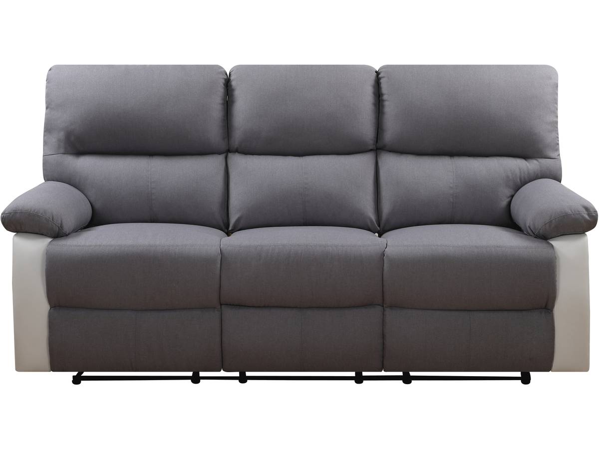 Divano relax "Lincoln" - 3 posti --Bianco/Grigio chiaro