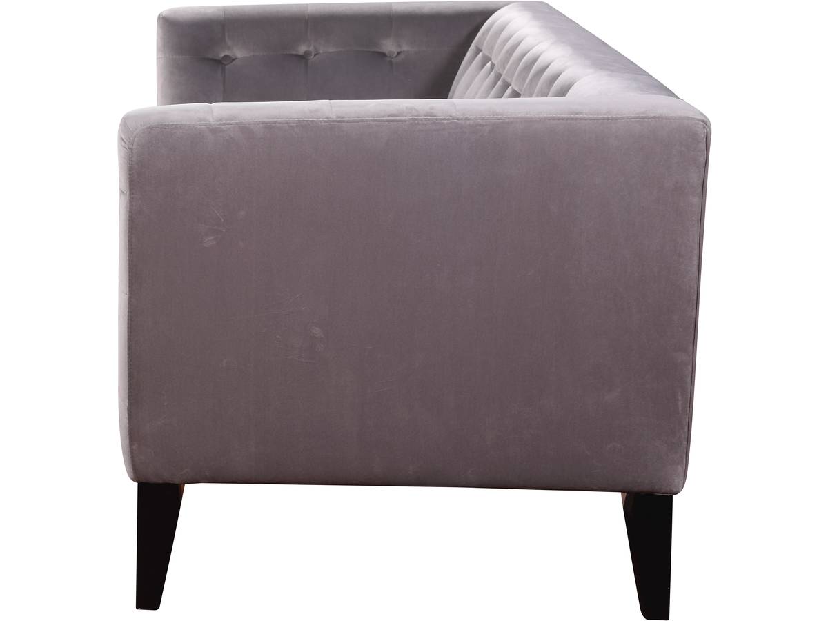 Divano dritto fisso in velluto "Vanessa" - 3 posti a sedere - Grigio chiaro