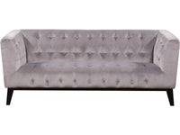 Divano dritto fisso in velluto "Vanessa" - 3 posti a sedere - Grigio chiaro