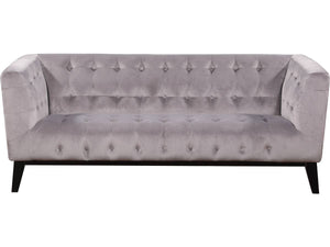 Divano dritto fisso in velluto "Vanessa" - 3 posti a sedere - Grigio chiaro