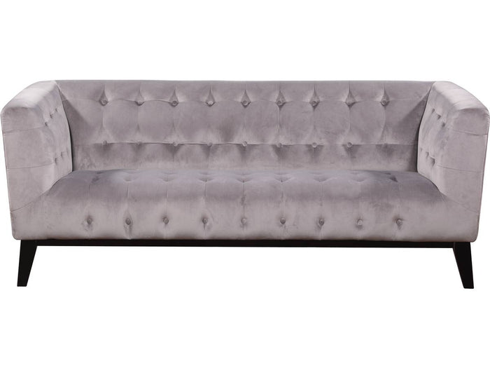 Divano dritto fisso in velluto "Vanessa" - 3 posti a sedere - Grigio chiaro