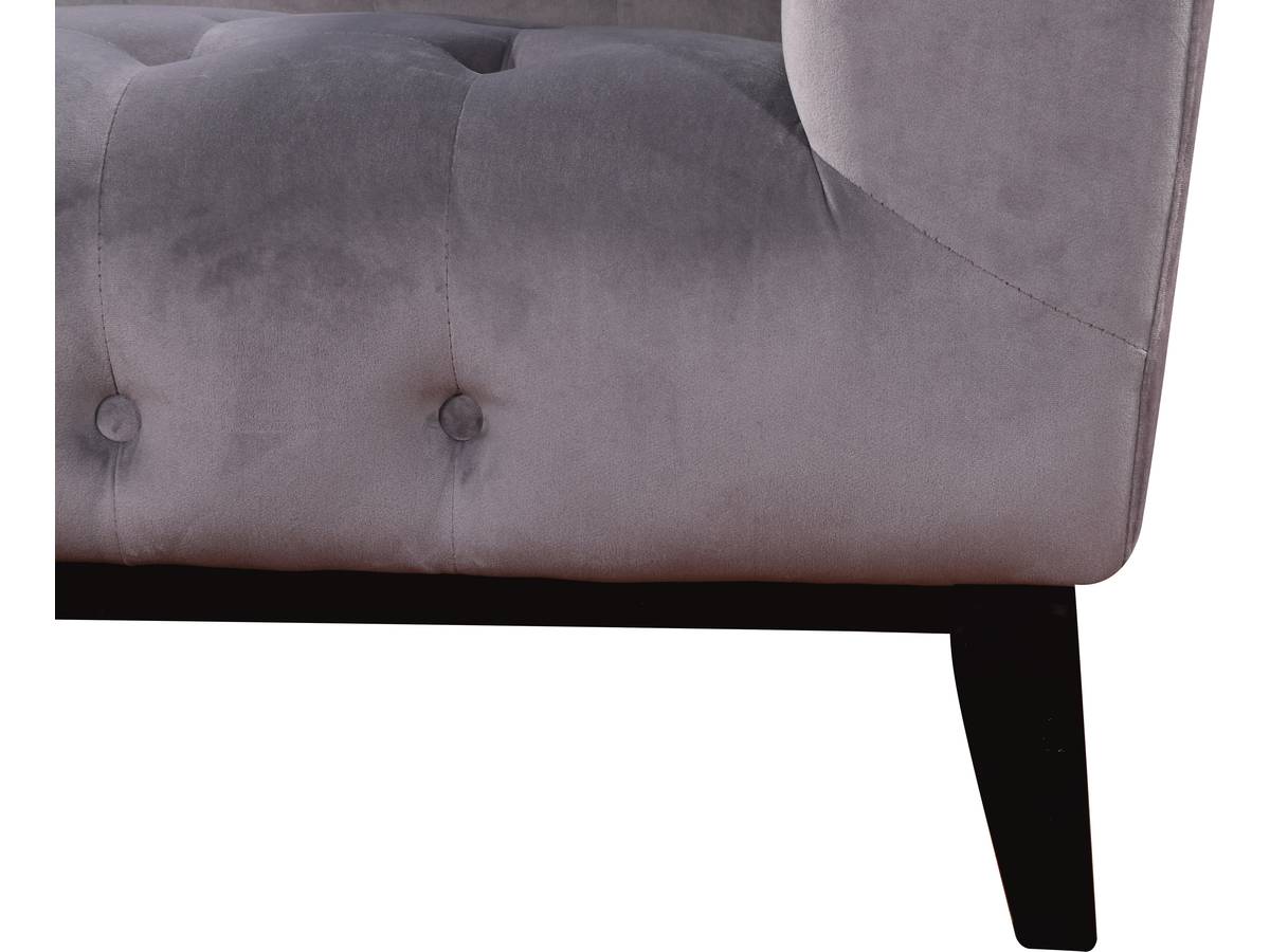 Divano dritto fisso in velluto "Vanessa" - 3 posti a sedere - Grigio chiaro