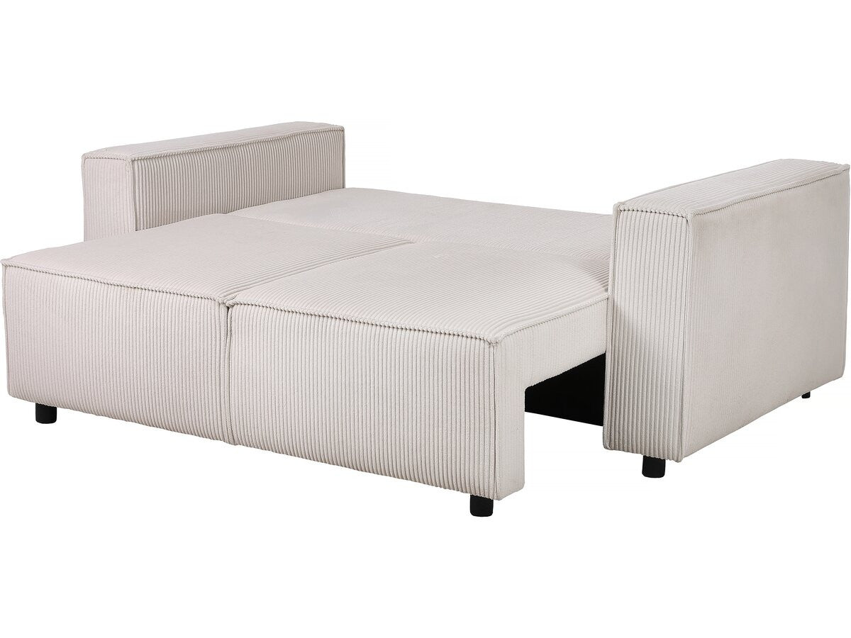 Divano letto in velluto a coste dritte "Montaigne S" - 3 posti - Beige