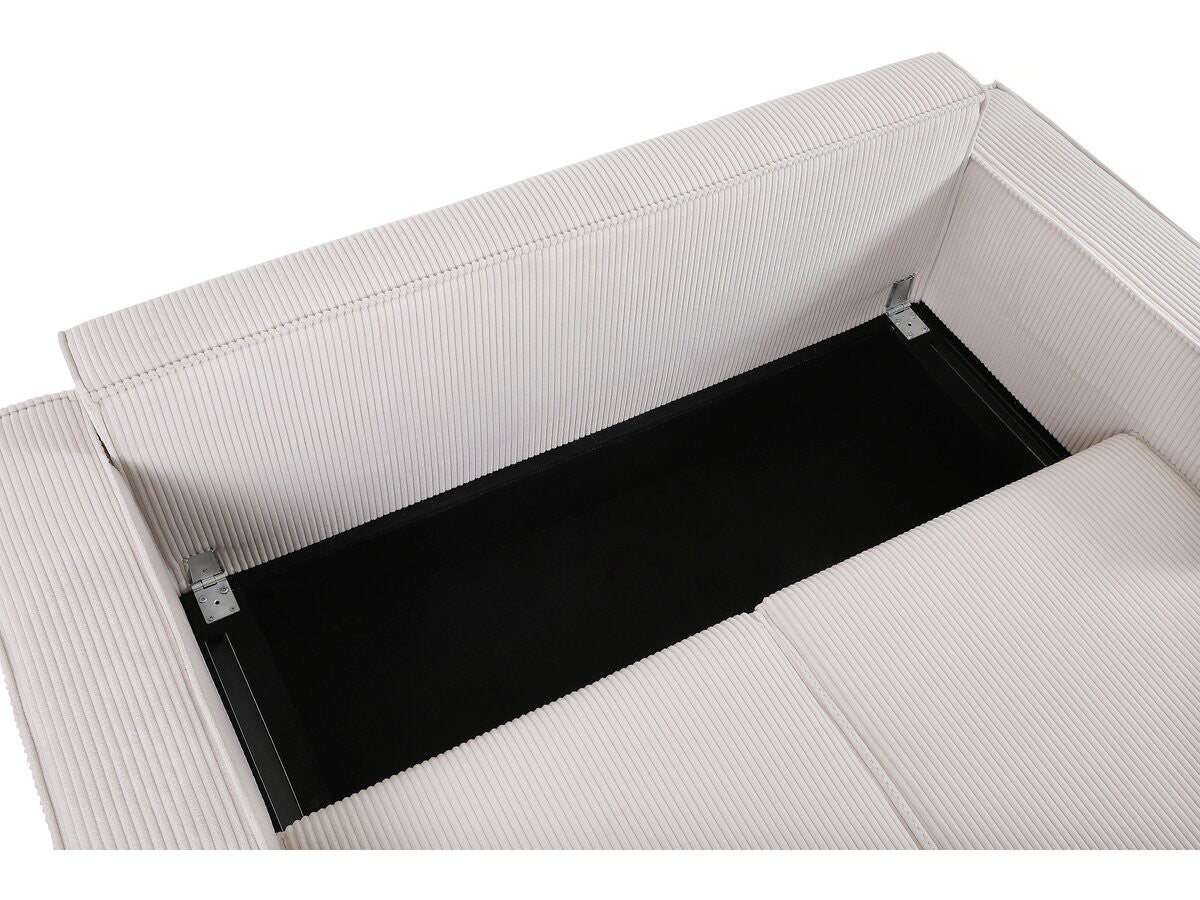 Divano letto in velluto a coste dritte "Montaigne S" - 3 posti - Beige