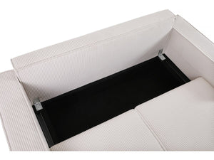 Divano letto in velluto a coste dritte "Montaigne S" - 3 posti - Beige