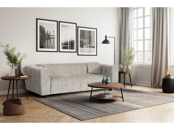 Divano dritto "Vendome" in tessuto ciniglia - 3 posti - Beige