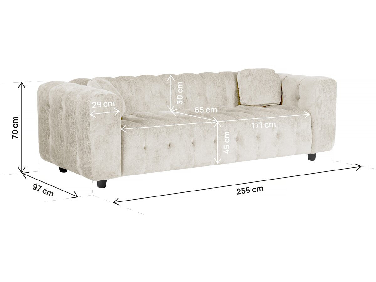 Divano dritto "Vendome" in tessuto ciniglia - 3 posti - Beige