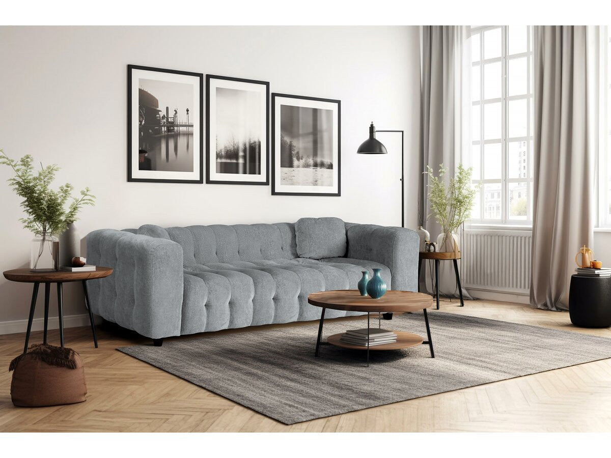 Divano dritto in tessuto ciniglia "Vendome" - 3 posti - Grigio