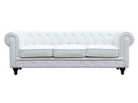 Divano fisso Chesterfield "Aliza" - 208 x 82 x 70 cm - 3 posti- Bianco
