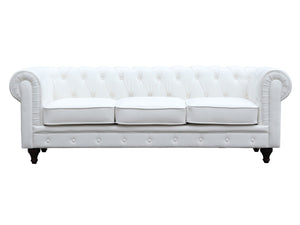Divano fisso Chesterfield "Aliza" - 208 x 82 x 70 cm - 3 posti- Bianco