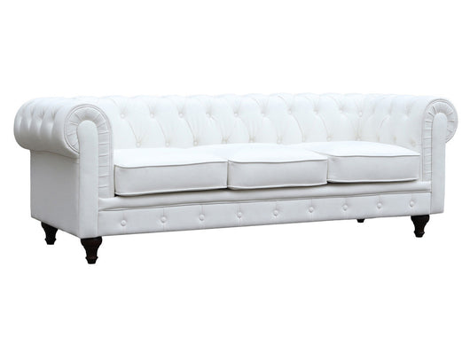 Divano fisso Chesterfield "Aliza" - 208 x 82 x 70 cm - 3 posti- Bianco