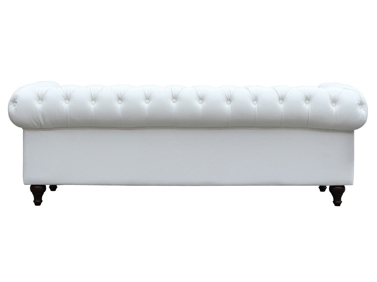 Divano fisso Chesterfield "Aliza" - 208 x 82 x 70 cm - 3 posti- Bianco