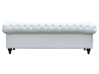 Divano fisso Chesterfield "Aliza" - 208 x 82 x 70 cm - 3 posti- Bianco