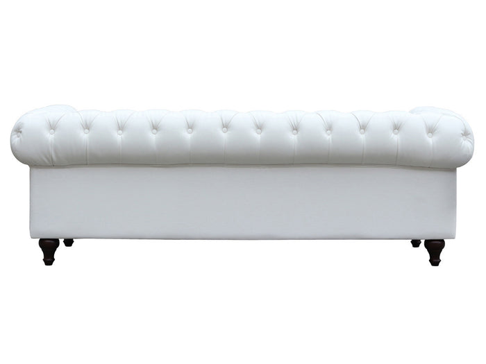 Divano fisso Chesterfield "Aliza" - 208 x 82 x 70 cm - 3 posti- Bianco