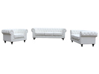 Divano fisso Chesterfield "Aliza" - 208 x 82 x 70 cm - 3 posti- Bianco