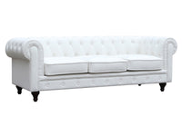 Divano fisso Chesterfield "Aliza" - 208 x 82 x 70 cm - 3 posti- Bianco
