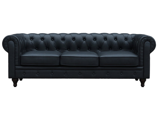 Divano fisso Chesterfield "Aliza" - 208 x 82 x 70 cm  3 posti - Nero