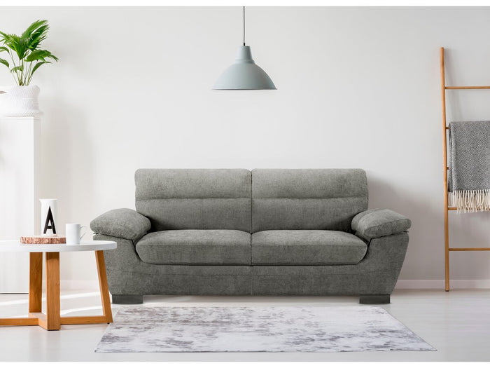 Divano fisso in tessuto "Dallas" - 210 X 88 X 90 cm - 3 posti - Grigio