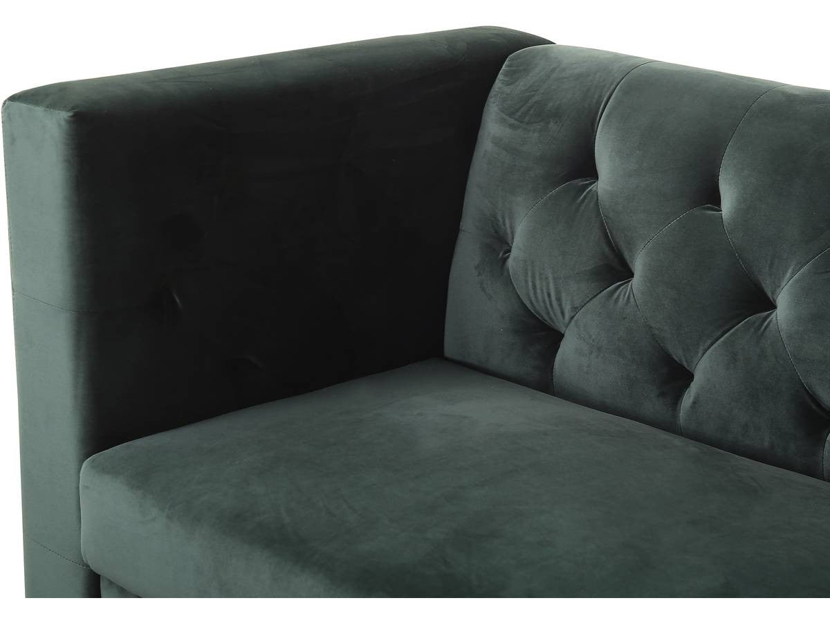 Divano fisso in velluto "Bruce" - 196 x 76 x 82 cm - 3 posti a sedere - Verde scuro