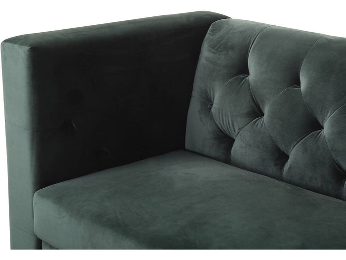 Divano fisso in velluto "Bruce" - 196 x 76 x 82 cm - 3 posti a sedere - Verde scuro