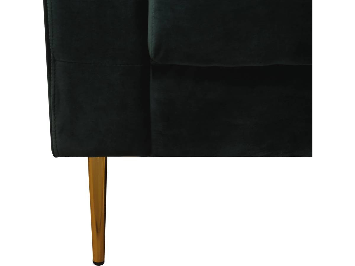 Divano fisso in velluto "Bruce" - 196 x 76 x 82 cm - 3 posti a sedere - Verde scuro