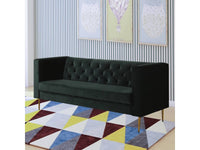 Divano fisso in velluto "Bruce" - 196 x 76 x 82 cm - 3 posti a sedere - Verde scuro