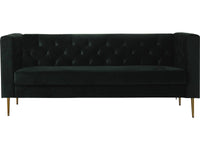 Divano fisso in velluto "Bruce" - 196 x 76 x 82 cm - 3 posti a sedere - Verde scuro