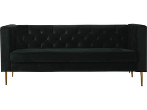 Divano fisso in velluto "Bruce" - 196 x 76 x 82 cm - 3 posti a sedere - Verde scuro