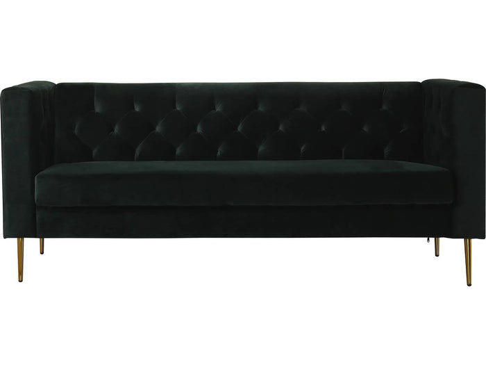 Divano fisso in velluto "Bruce" - 196 x 76 x 82 cm - 3 posti a sedere - Verde scuro