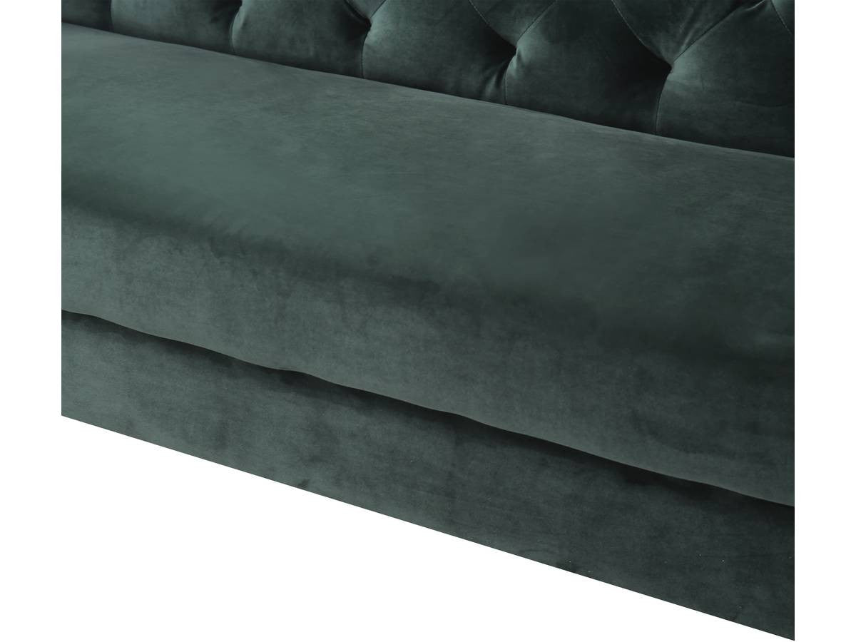 Divano fisso in velluto "Bruce" - 196 x 76 x 82 cm - 3 posti a sedere - Verde scuro