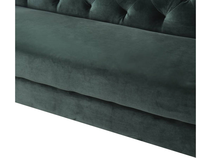 Divano fisso in velluto "Bruce" - 196 x 76 x 82 cm - 3 posti a sedere - Verde scuro