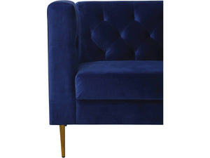 Divano fisso in velluto "Bruce" - 196 x 76 x 82 cm - 3 posti a sedere - Blu scuro