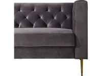 Divano fisso in velluto "Bruce" - 196 x 76 x 82 cm - 3 posti a sedere - Grigio