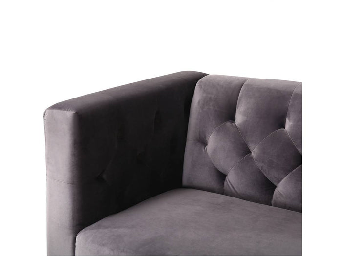 Divano fisso in velluto "Bruce" - 196 x 76 x 82 cm - 3 posti a sedere - Grigio