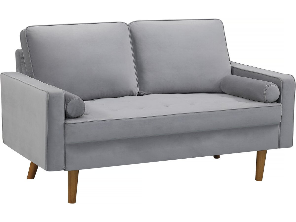 Divano in velluto "Yannick" - 82 x 147 x 86 cm - 2 posti - Grigio chiaro.