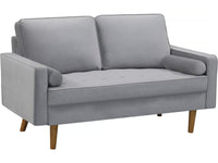 Divano in velluto "Yannick" - 82 x 147 x 86 cm - 2 posti - Grigio chiaro.