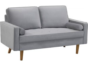 Divano in velluto "Yannick" - 82 x 147 x 86 cm - 2 posti - Grigio chiaro.