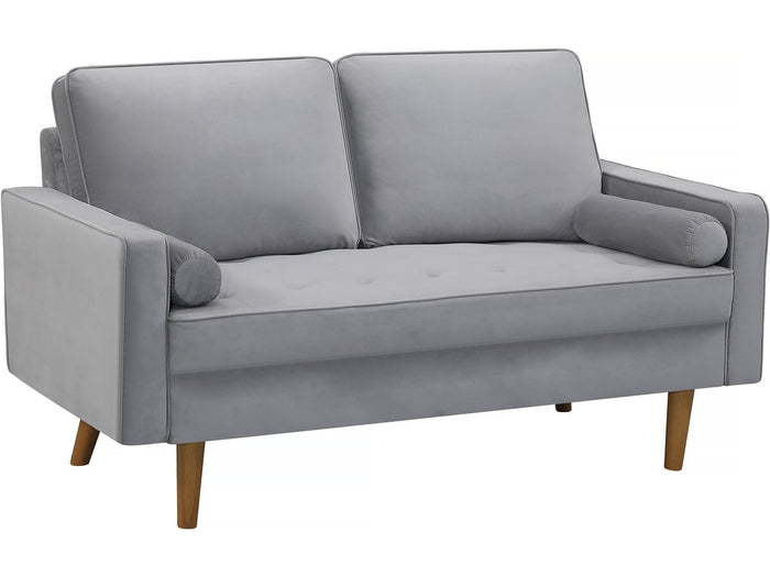 Divano in velluto "Yannick" - 82 x 147 x 86 cm - 2 posti - Grigio chiaro.