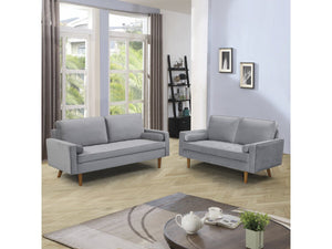 Divano in velluto "Yannick" - 82 x 147 x 86 cm - 2 posti - Grigio chiaro.