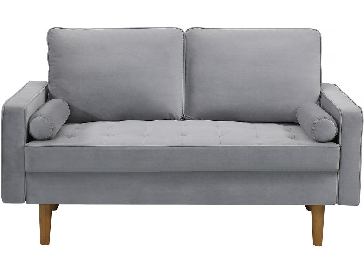 Divano in velluto "Yannick" - 82 x 147 x 86 cm - 2 posti - Grigio chiaro.