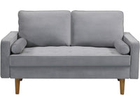 Divano in velluto "Yannick" - 82 x 147 x 86 cm - 2 posti - Grigio chiaro.