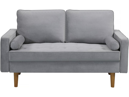 Divano in velluto "Yannick" - 82 x 147 x 86 cm - 2 posti - Grigio chiaro.