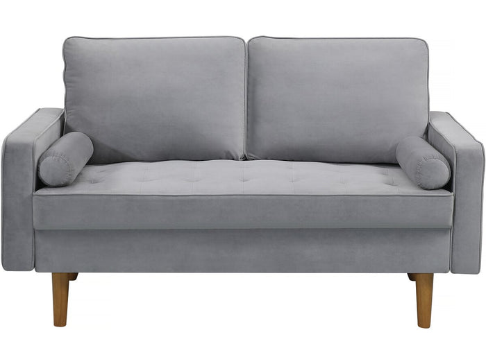 Divano in velluto "Yannick" - 82 x 147 x 86 cm - 2 posti - Grigio chiaro.