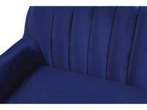 Divano fisso in velluto "Evans" - 195 x 84 x 82 cm - 3 posti a sedere - Blu scuro