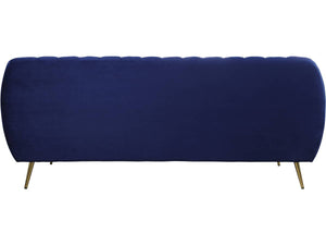 Divano fisso in velluto "Evans" - 195 x 84 x 82 cm - 3 posti a sedere - Blu scuro