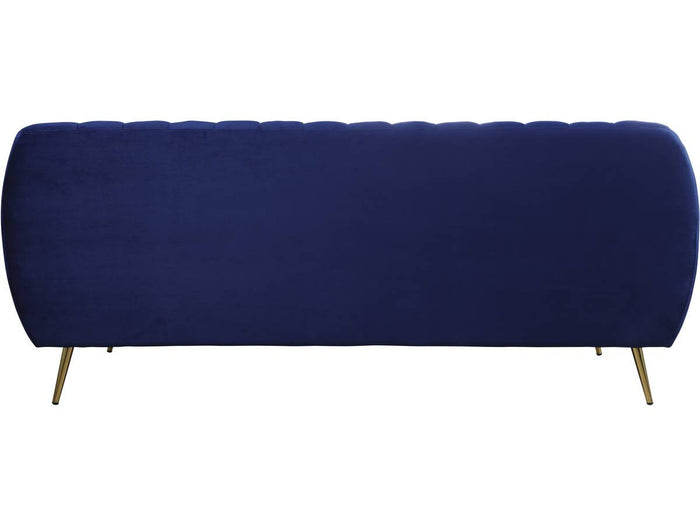 Divano fisso in velluto "Evans" - 195 x 84 x 82 cm - 3 posti a sedere - Blu scuro
