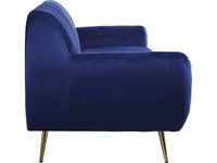Divano fisso in velluto "Evans" - 195 x 84 x 82 cm - 3 posti a sedere - Blu scuro