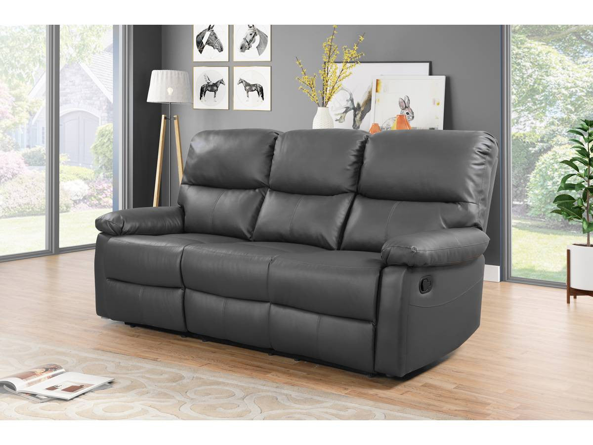 Divano reclinabile "Lincoln" - 197 x 89 x 103 cm - 3 posti - Grigio