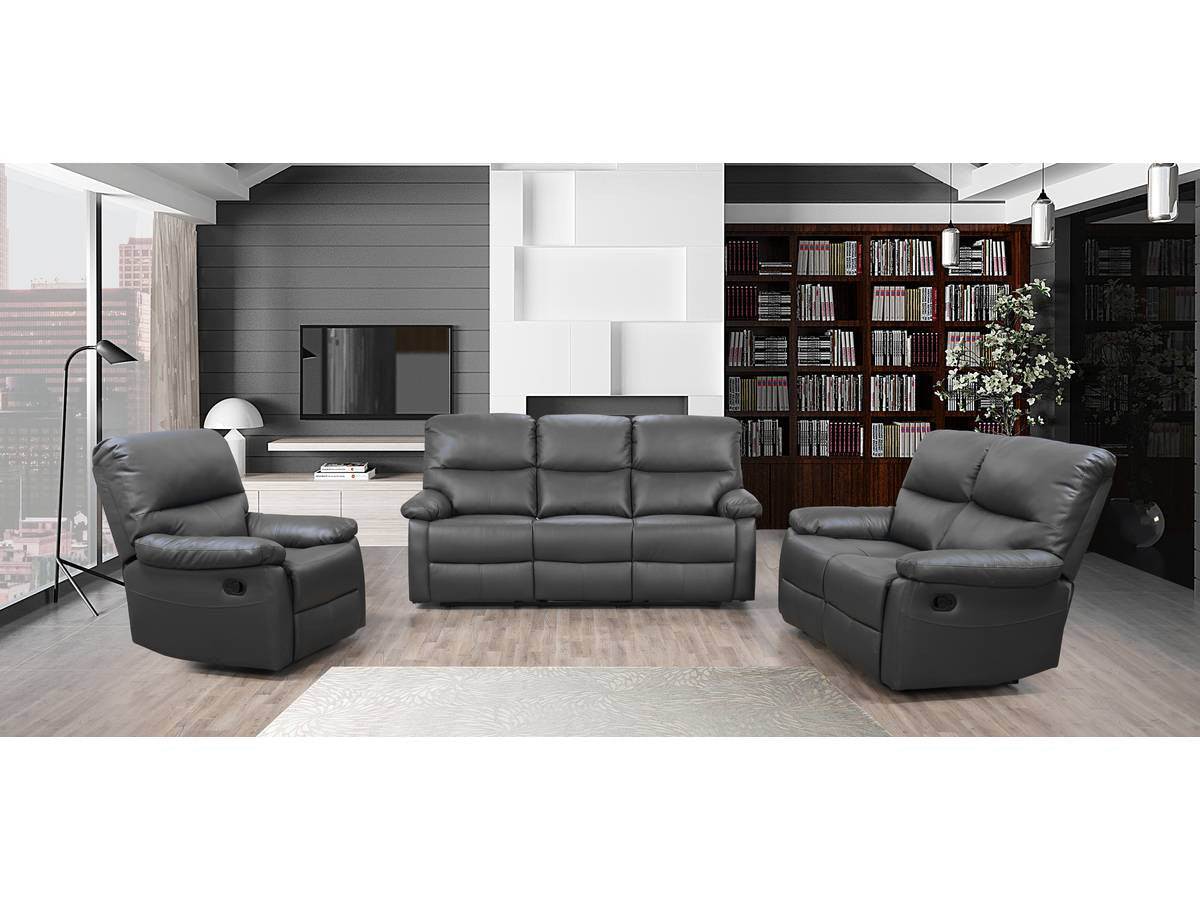 Divano reclinabile "Lincoln" - 197 x 89 x 103 cm - 3 posti - Grigio