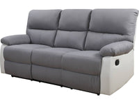 Divano relax "Lincoln" - 3 posti --Bianco/Grigio chiaro